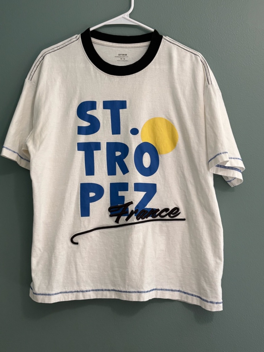 St. Tropez White Tee with Blue Graphic